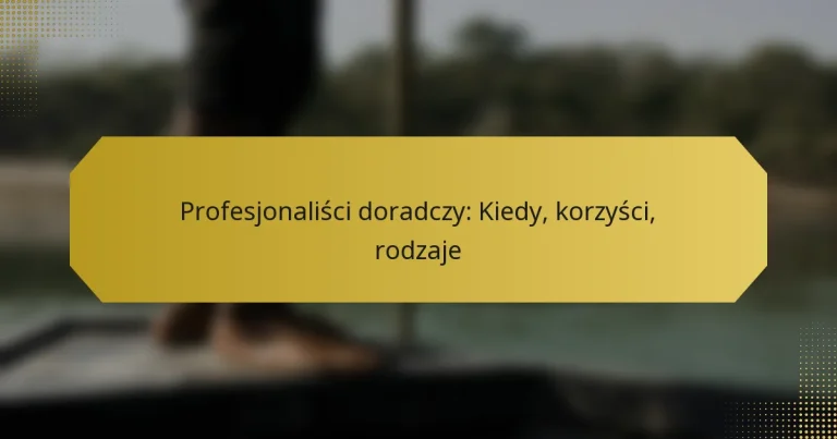 Profesjonaliści doradczy: Kiedy, korzyści, rodzaje
